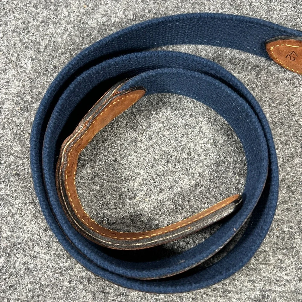 Zep Pro Belt Mens 42 Brown Leather Blue Knit Marlin Embroidered